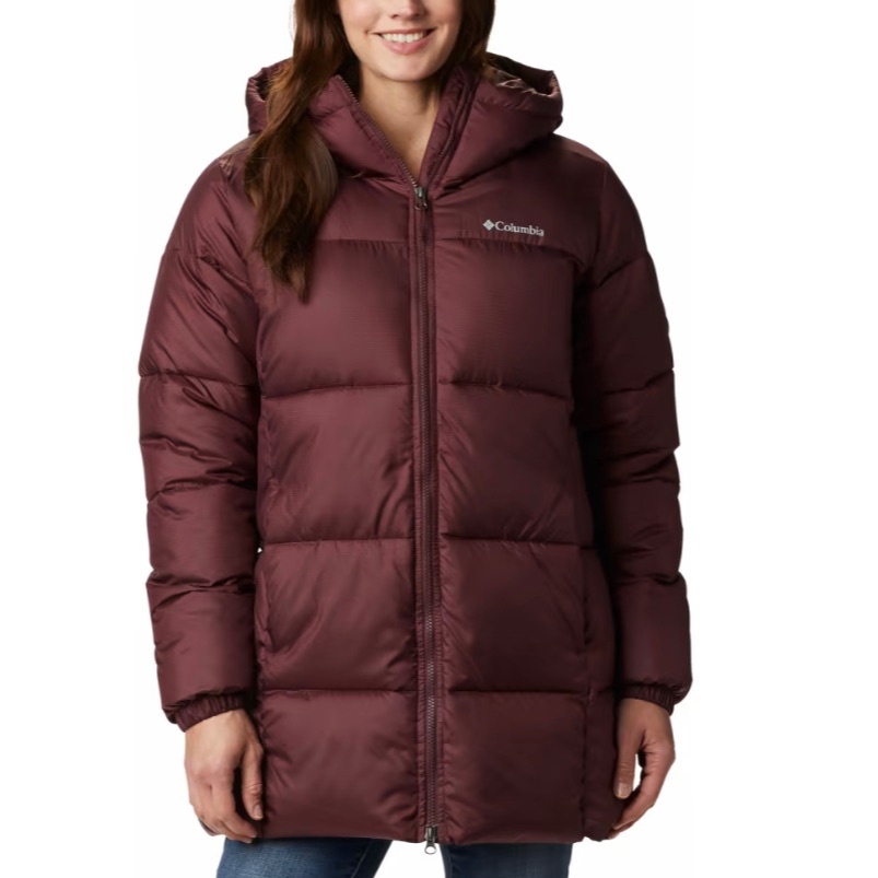 Columbia Puffect Mid Hooded Jacket In Malbec Burgundy Purple Red Size Medium